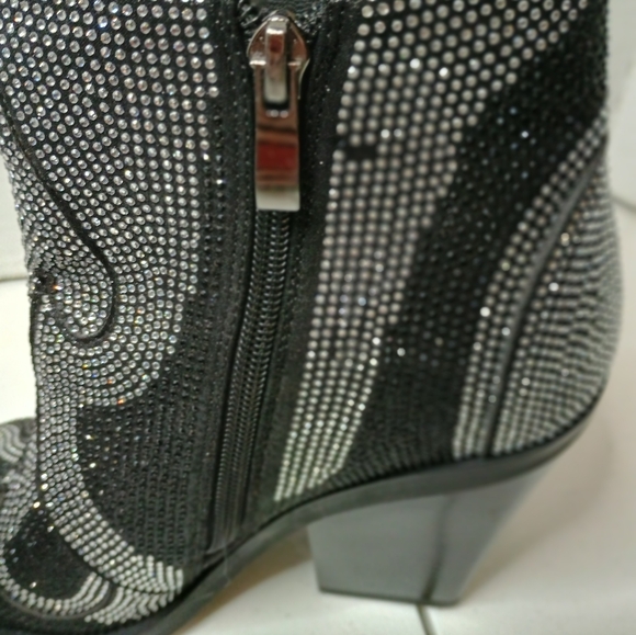 Cowboy Women's Booties Bling Rhinestones Size 37-6.5 - Picture 5 of 7
